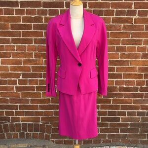 1980s Escada by Margaretha Ley Hot Pink Wool Skirt Suit - Size Small